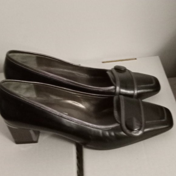 Melluso Vintage Black Leather Chunky Kitten Heels shoes cottagecore boho EU 40 - Picture 3 of 6